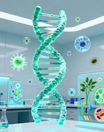 DNA double-helix model in a virtual zoology and genetics module